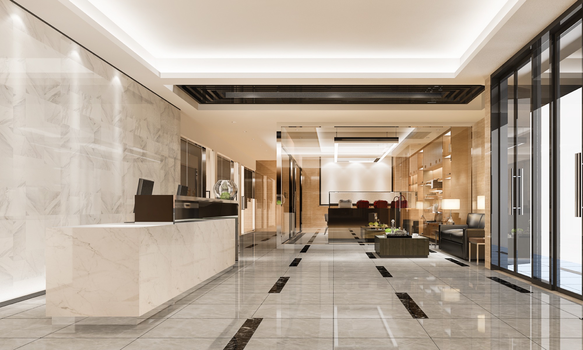Hotel lobby renovation by Anchor Contracting KC